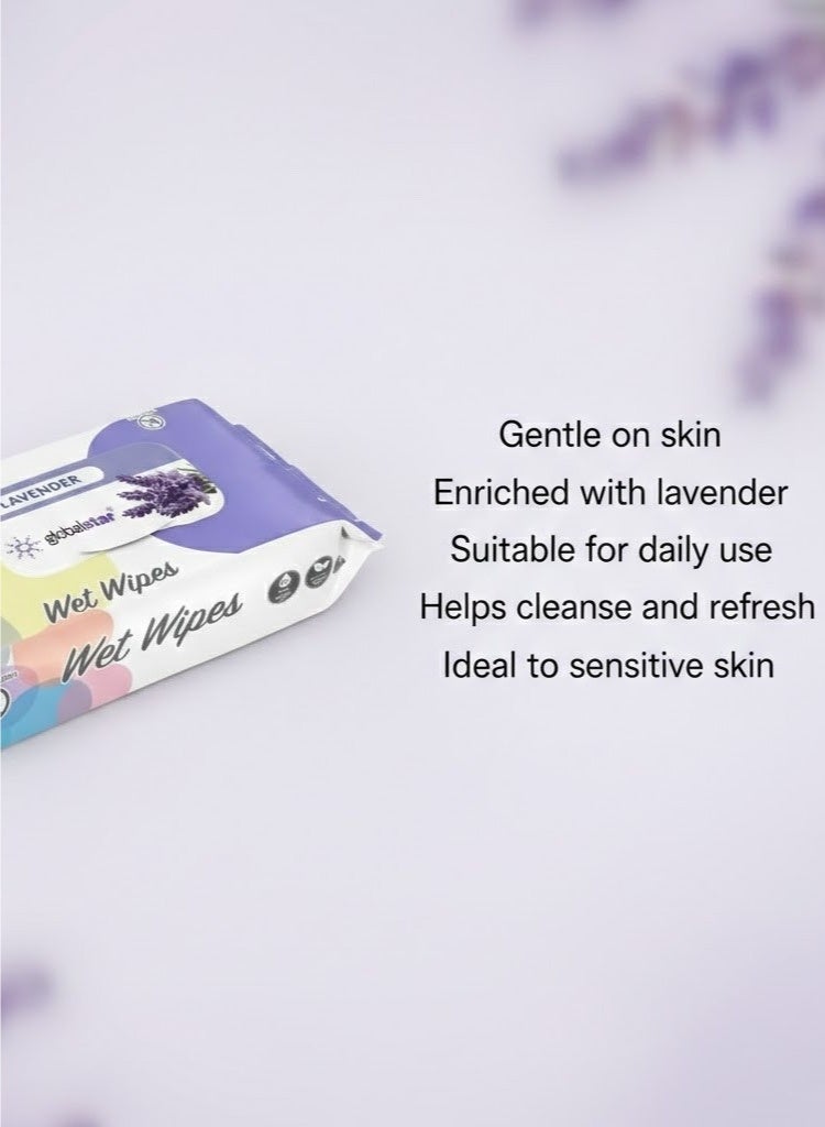 Globalstar Lavender Wet Wipes – 120pcs x 3, Alcohol-Free Moist Towelettes for Gentle Skin Care - Image 2